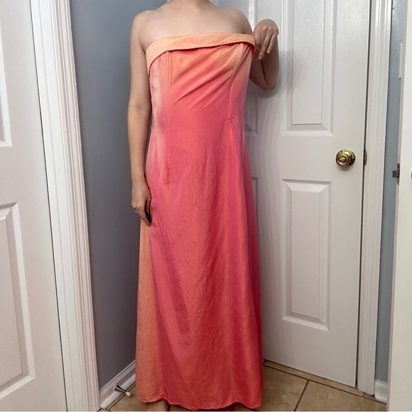 Gunne Sax Dress Formal Strapless Pink Prom Vintage Jessica McClintock Size Large - Picture 3 of 11